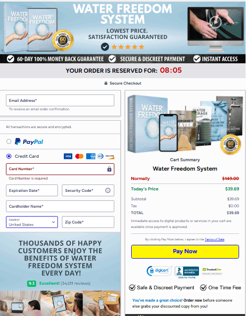 water freedom system secure checkout